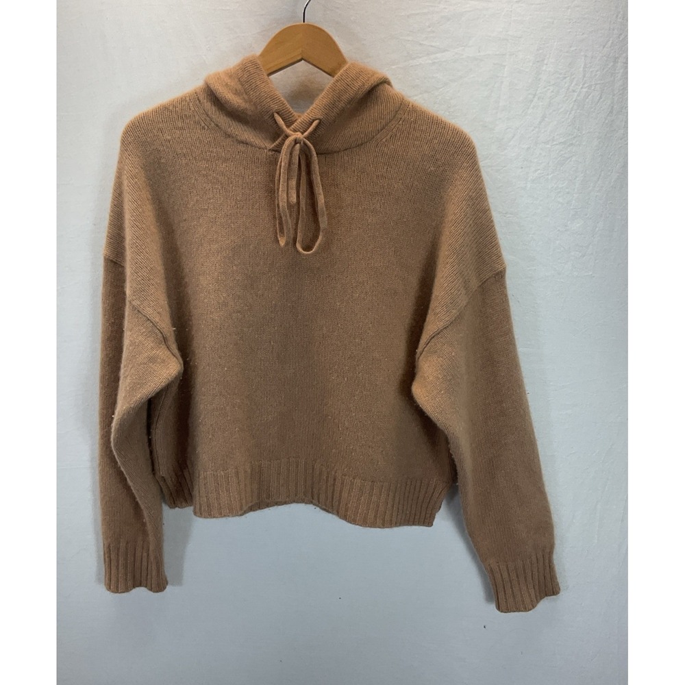 100% Cashmere The Group Babaton Hoodie Tan Camel LG Boxy cropped oversized